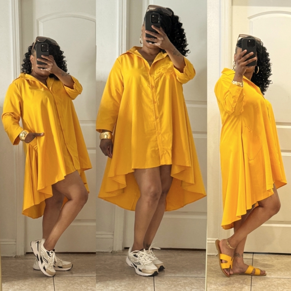 Yellow High-Low Shirt Dress
